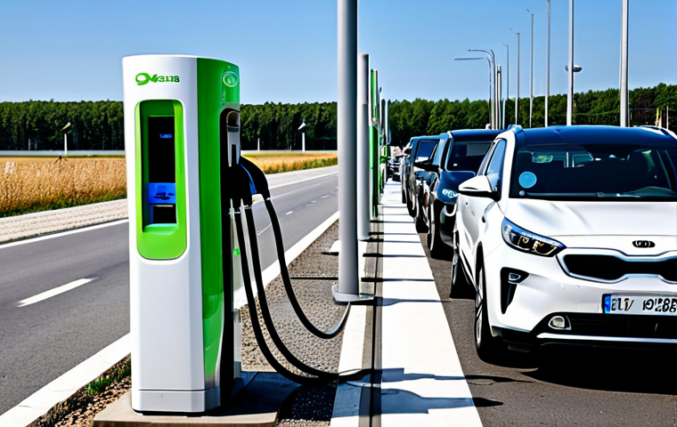 기아 EV9의 배터리 충전시간 - Trip Planning**

"A family inside a Kia EV9, using a tablet displaying a route planning app like Cha...