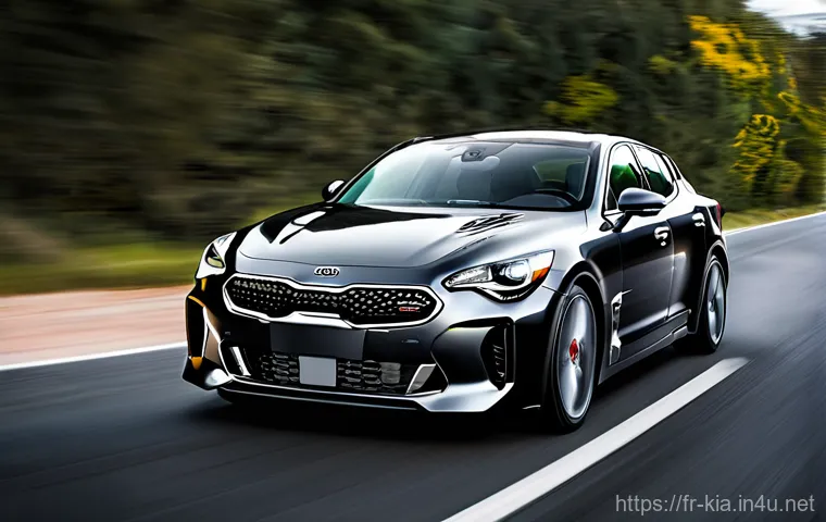 기아 스팅어 스포츠 성능 리뷰 - **Prompt 1: The Heart of the Beast on a Winding Road**
    A dynamic, low-angle shot of a sleek, dar...