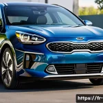 기아 하이브리드 차량 소모품 교체 주기 - A modern Kia hybrid car parked in a clean urban environment during daytime, focusing on the brake sy...