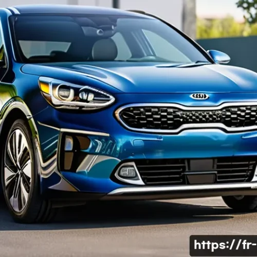 기아 하이브리드 차량 소모품 교체 주기 - A modern Kia hybrid car parked in a clean urban environment during daytime, focusing on the brake sy...